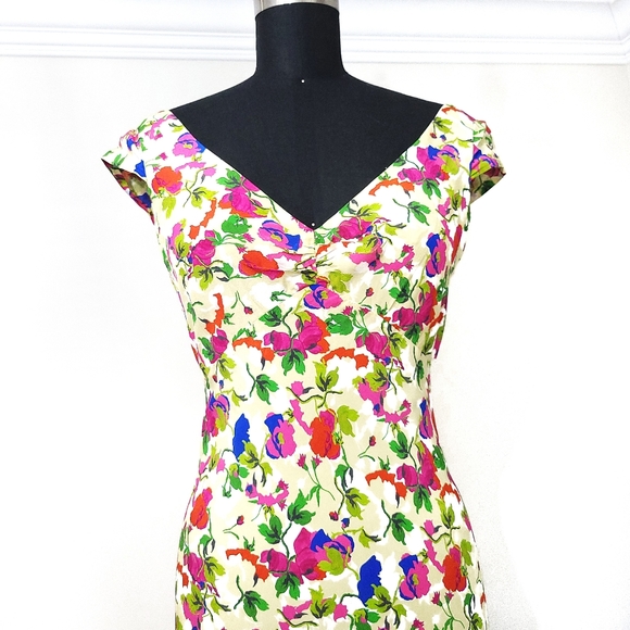 NWOT Saloni 90s Daphne-C Garden Party Silk Floral Slip Maxi Dress - Picture 3 of 16